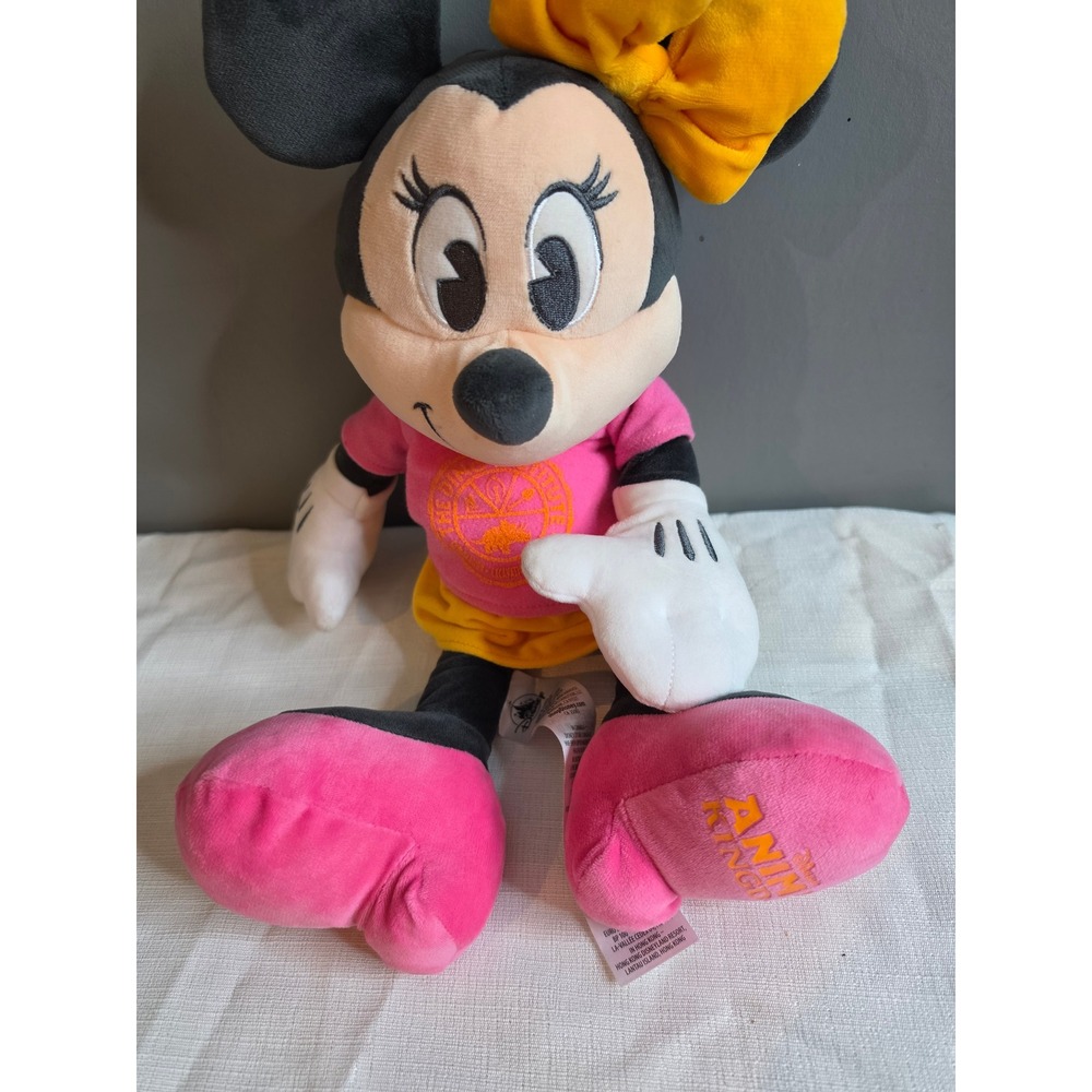 Disney Parks Minnie Mouse Plush Animal Kingdom Dino Institute Pink Yellow